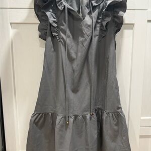 Elegant Gray Ruffle Mini Dress